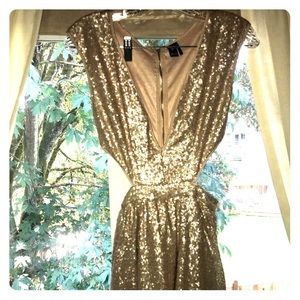 Size Small short gold sequin dress with cut outs